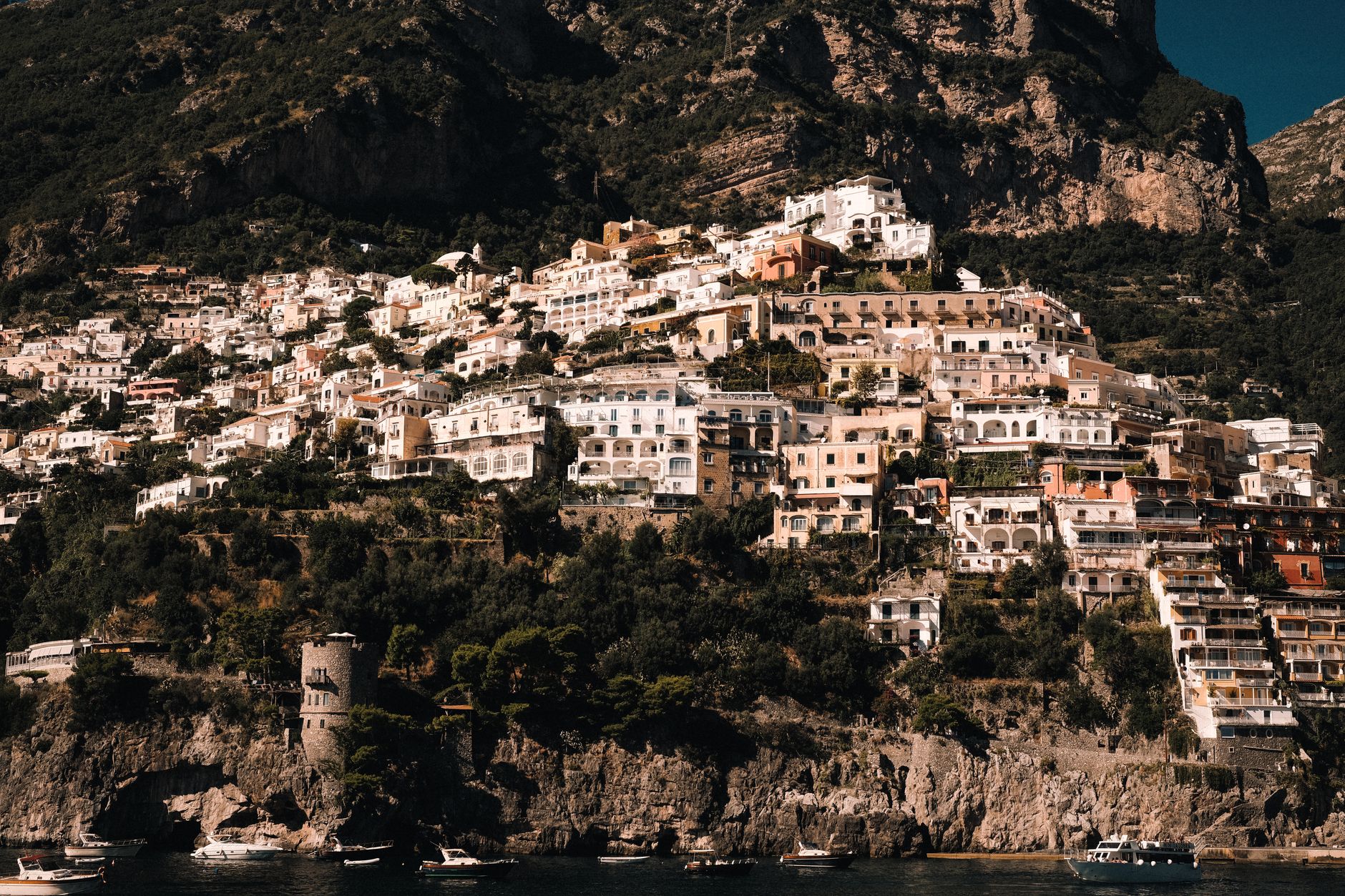 Amalfi coastline cliffside houses and ocean